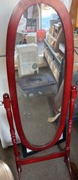 Wooden Cheval Mirror With Red Finish