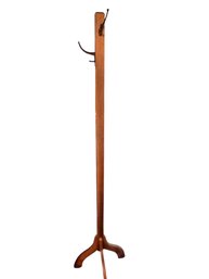 Wooden Coat Rack With Four Hooks, 64 Inches Tall