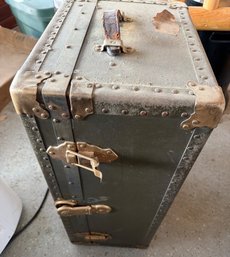 Metal Military-Style Storage Trunk With Riveted Detailing