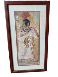 Framed Egyptian-Themed Print Depicting Deity With Sun Disc