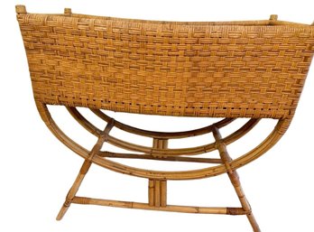 Wicker And Bamboo Planter With Metal Liner