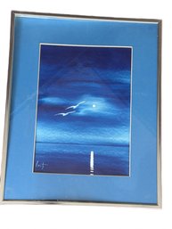 Watercolor Painting ‘Moonlit Flight’ By Charles Lantz, Signed, Framed