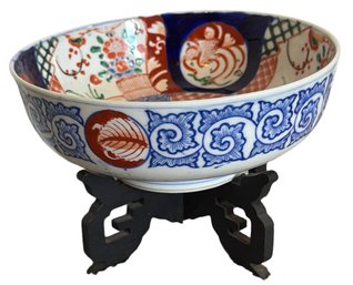 Japanese Imari Porcelain Bowl With Stand