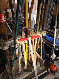 Garden And Hand Tools With Plastic Storage Rack
