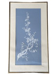 Framed Floral Cut Paper Artwork On Blue Background