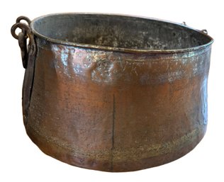 Large Copper And Iron Cauldron With Handles