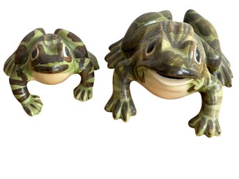 Ceramic Frog Figurines, Marked 'USA'