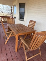 FSC-Certified Wooden Outdoor Table And Chair Set With Adjustable Reclining Backs