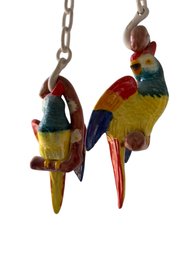 Hanging Ceramic Parrot Figurines With Hand-Painted Details