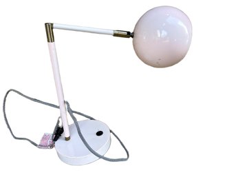 Pink And White Table Lamp With Adjustable Head, Approx. 14 Inches Tall