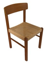 Mid-Century Modern Style Wood Chair With Woven Seat