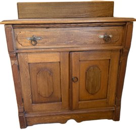 Antique Wooden Sideboard With Single Drawer And Double Cabinet Doors