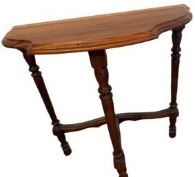 Wooden Half-Moon Console Table With Turned Legs