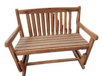 Wooden Outdoor Bench Seat With Glider Mechanism, 32 Inches Tall