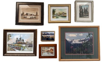 Framed Landscape And Architectural Artwork