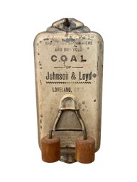 Johnson & Lloyd Coal Co. Advertising Broom Hanger Loveland CO Metal Plaque - 6.5'H