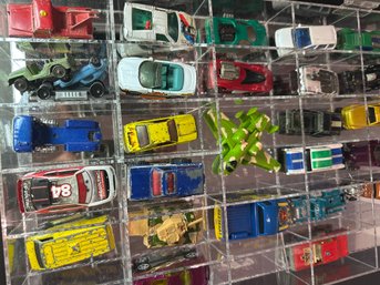 Hot Wheels & Matchbox Die-Cast Cars Collection In Display Case, Mixed Models, Cars, Trucks & Aircraft