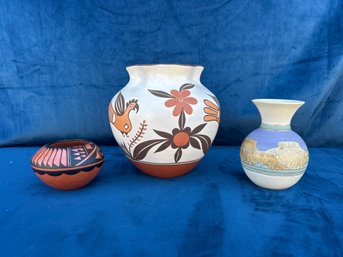 Pottery Vase By Sratyuwe Paquin (6 3/4'), Loretto Jemez (1 3/4') And (5')