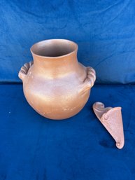 Pottery Vase With Rope Handle (9'H) &