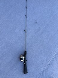Compact Fishing Rod: 43-Inch Ice Fishing Pole With Spincast Reel, Black Handle