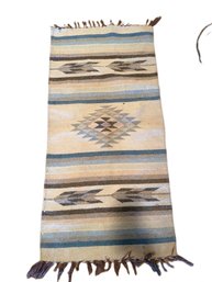 Handwoven Textile Rug With Geometric Design, Approx. 29.5 X 13 Inches