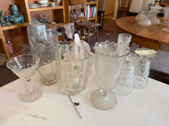 Pressed And Etched Glassware, Various Styles
