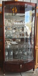 Hendredon Curved Glass Display Cabinet With Mirror Backing