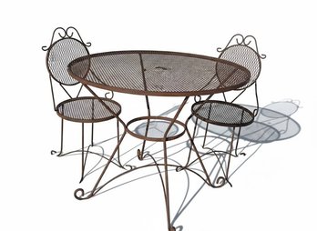 Wrought Iron Patio Table With Three Chairs