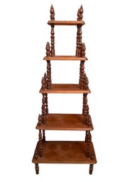 Five-Tier Wooden Etagere With Turned Spindles