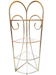 Metal Wire And Brass-Finish Corner Shelf Unit, 48' Tall