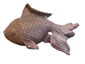Decorative Fish Figure In Cast Stone With Scaled Detailing