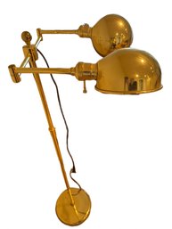 Adjustable Twin-Arm Gold Metal Floor Lamp With Dome Shades