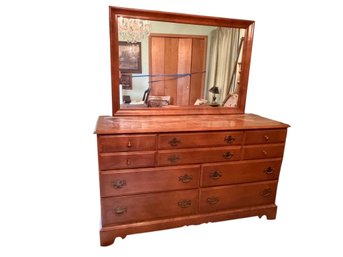 Wooden Dresser With Mirror And Eight Drawers