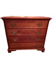 Four-Drawer Wood Chest With Brass Hardware