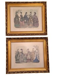 Godey's Fashions Prints, May 1870, In Ornate Gold Frames