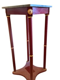 Mahogany And Green Marble Top Side Table With Gilt Details