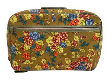 Bantam Travelware Floral Suitcase, RN 35640, Made In Japan