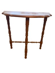 Wood Half-Moon Console Table With Turned Legs