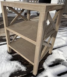 Two-Tier Wood Side Table With X-Frame Detail
