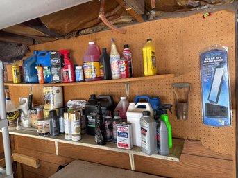 Contents Of Shelves With Automotive And Home Maintenance Supplies