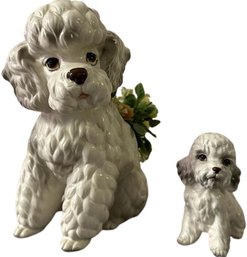 Ceramic Poodle Planter And Figurine 8' Tallest