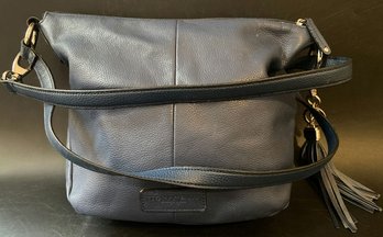 Tignanello Black Textured Leather Shoulder Bag - 11'l