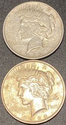 (Two) 1922 Liberty US Silver One Dollar Coins