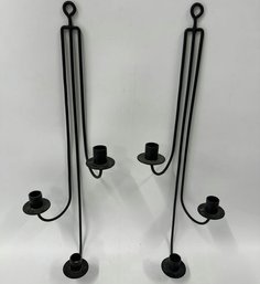 (2 Pcs) Three Tier Black Iron Tea Light Candle Holders