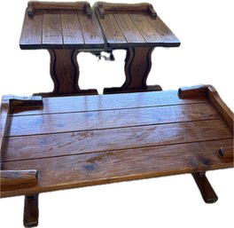 Matching End Tables & Coffee Table Set - Solid Wood, Heavy