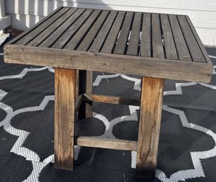 Square Wooden Slatted Outdoor Side Table