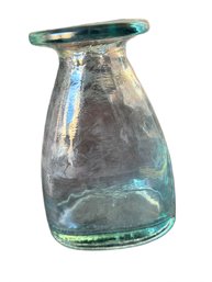 Clear Aquamarine Glass Jar With Flared Neck