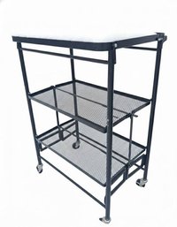 Metal 3-Tier Shelving Unit With Mesh Shelves And Casters