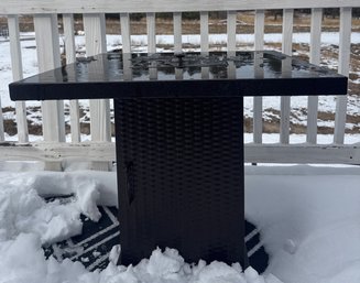 Square Propane-Powered Outdoor Fire Pit Table With Glass Rock Centerpiece