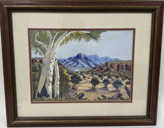 Framed Watercolor Artwork Signed By Albert Namatjira